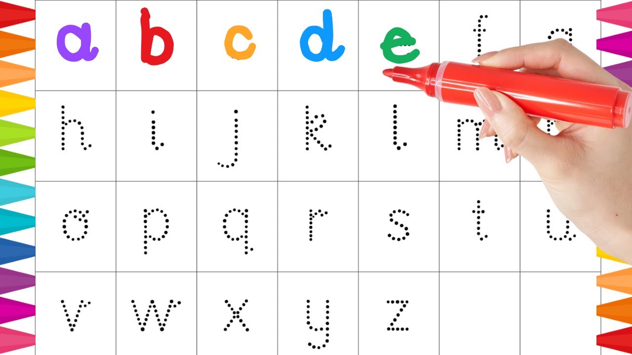 Alphabet, ABC song, ABCD, A to Z, Kids rhymes, collection for writing along dotted lines for toddler