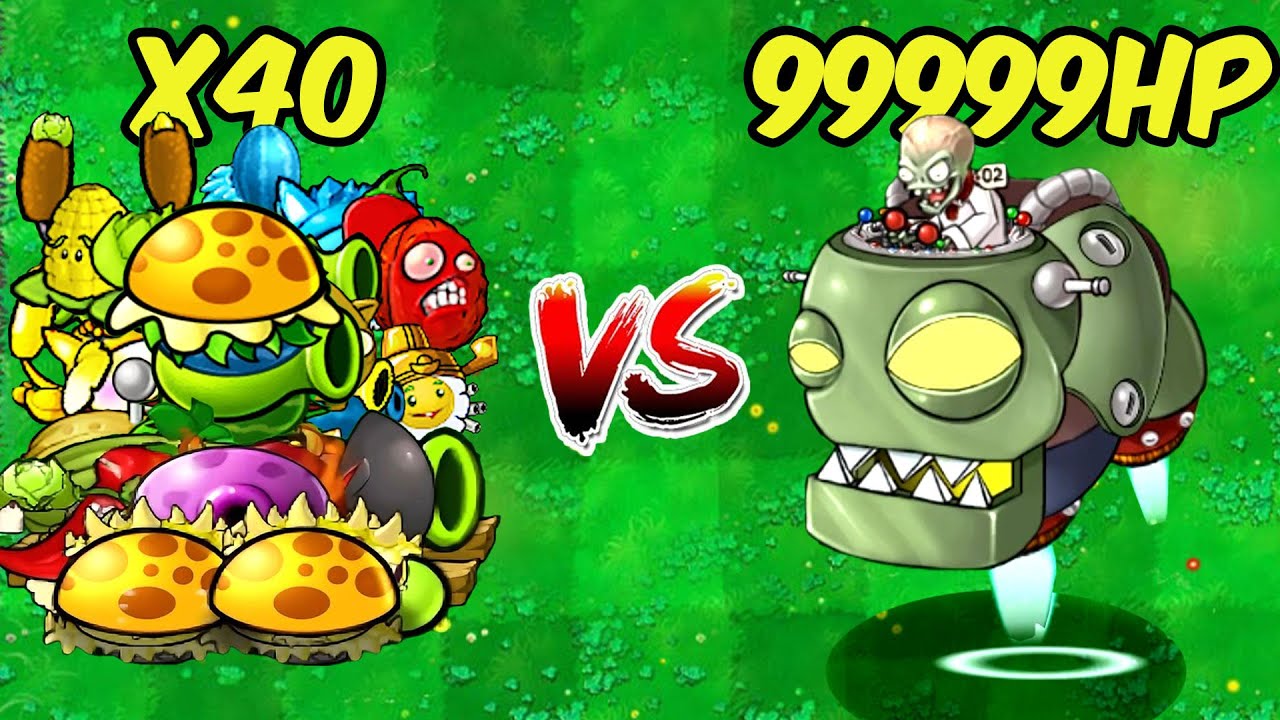 40 Plants Hybrid Vs 9999 UFO Dr.Zomboss - Who Will Win? PVZ Hybrid Epic Challenge