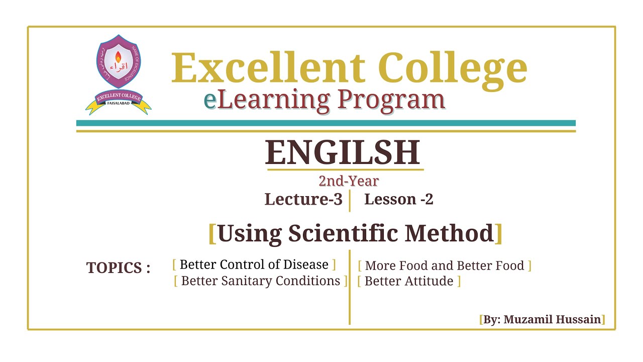 English | 2nd-Year| Lecture-3 | Chapter-2 | Using Scientific Method | BY: Muzamil Hussain