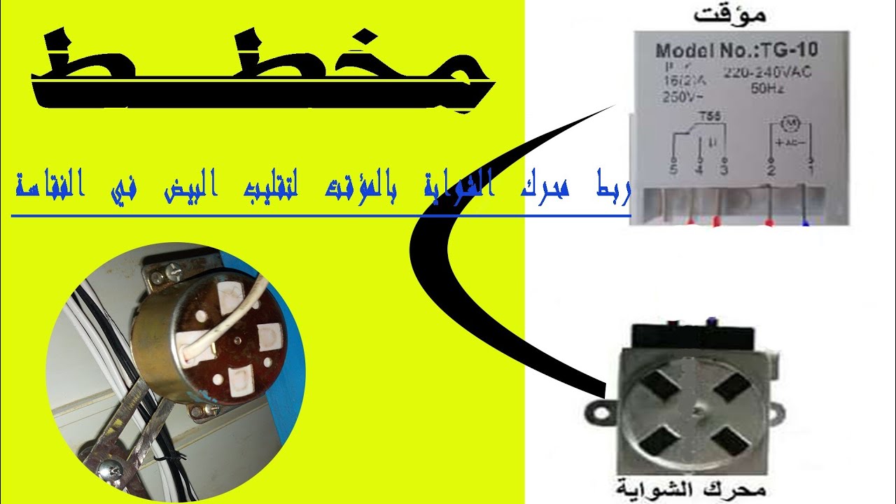 ربط محرك الشواية مع التايمر لتقليب البيض وبرمجتها كل ساعتين او كما تحب انت شاحد لم تخصر شيأ