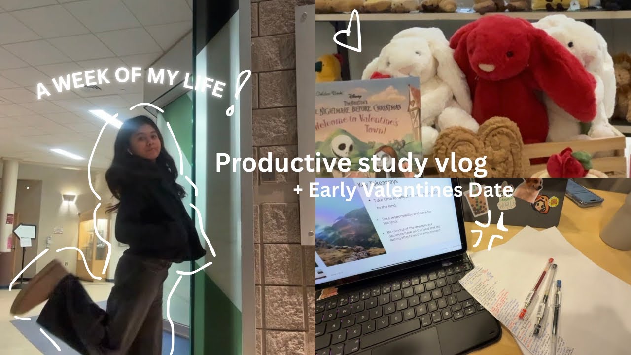Weekly Vlog: Study with me , productive vlog, university life , Valentines Date, etc. 