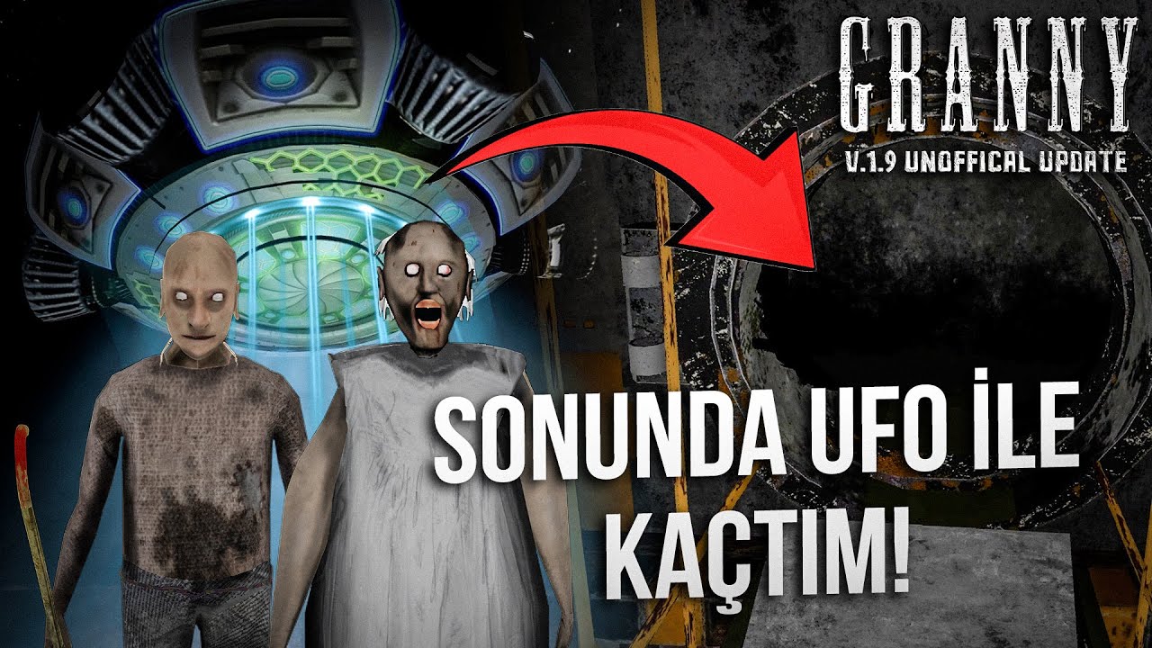 SONUNDA UFO İLE GRANNY'NİN EVİNDEN KAÇTIM! (KIRMIZI DONLU BAKA KALDI 😂) - GRANNY (1.9 Güncellemesi)