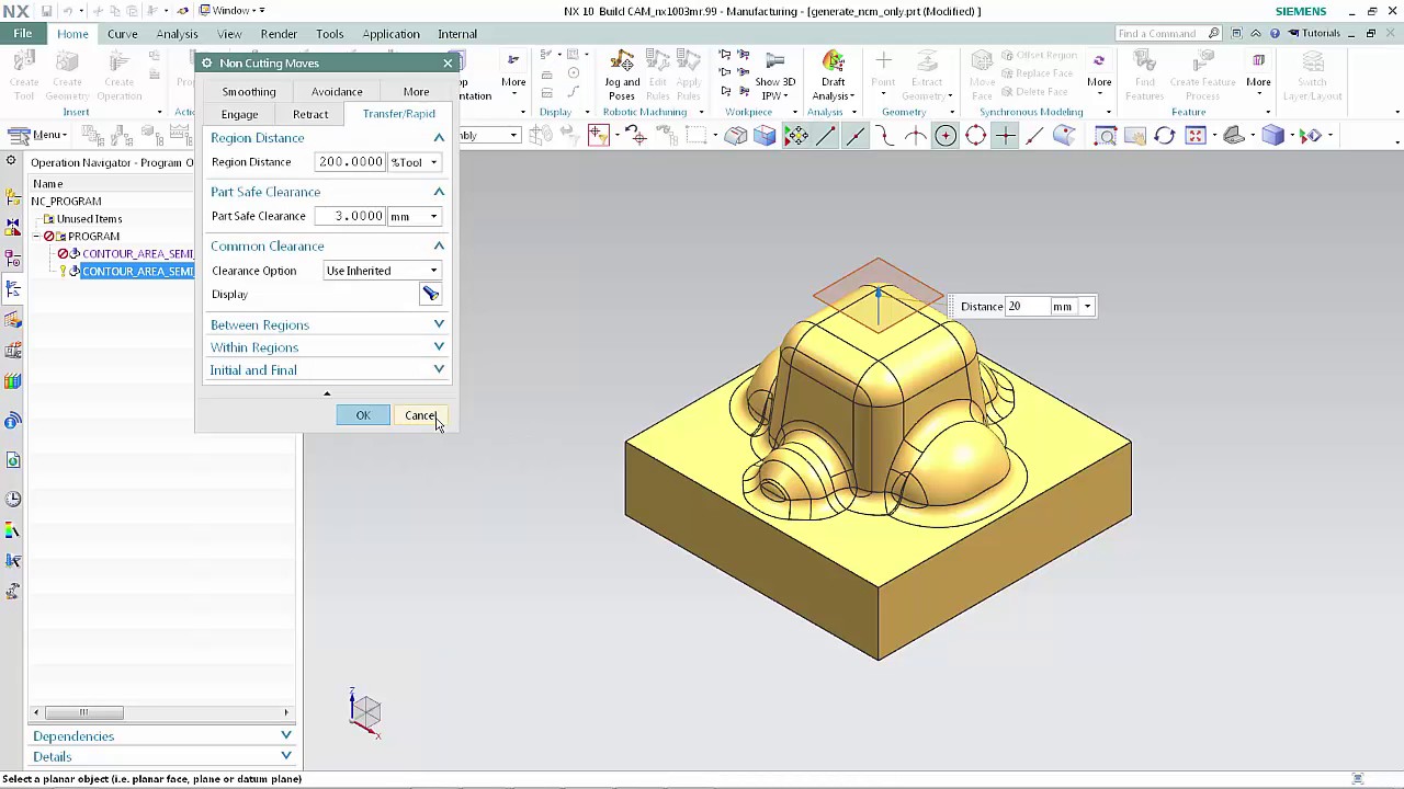 Generate Non Cutting Moves Only in NX CAM