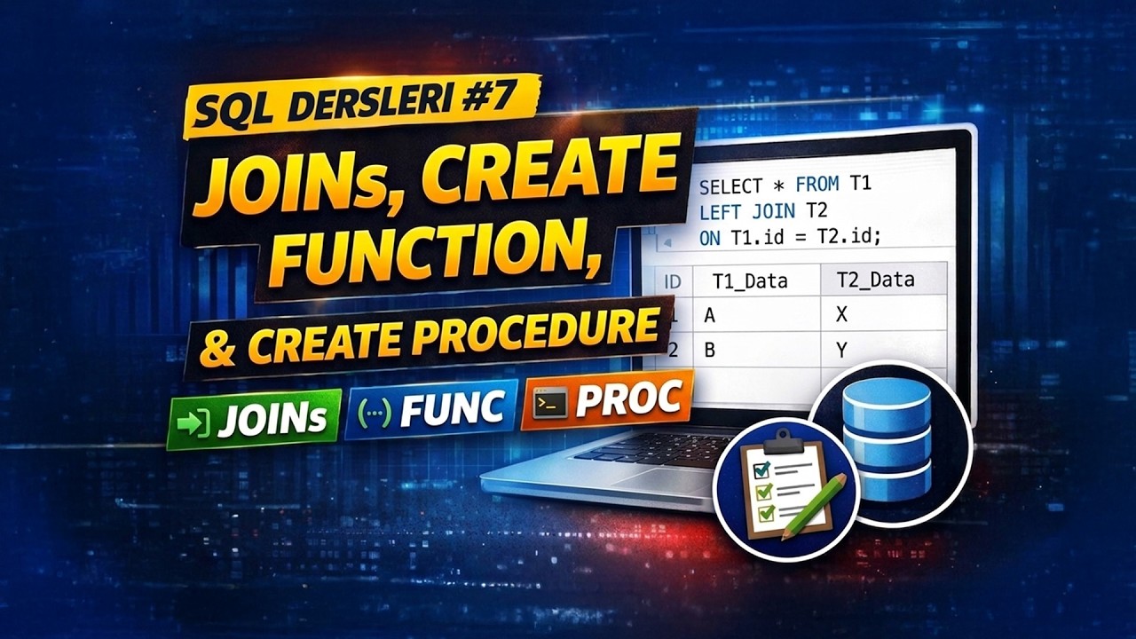 SQL Başlangıç #7: JOINs CREATE FUNCTION CREATE PROCEDURE #keşfet #keşfetteyiz #sql