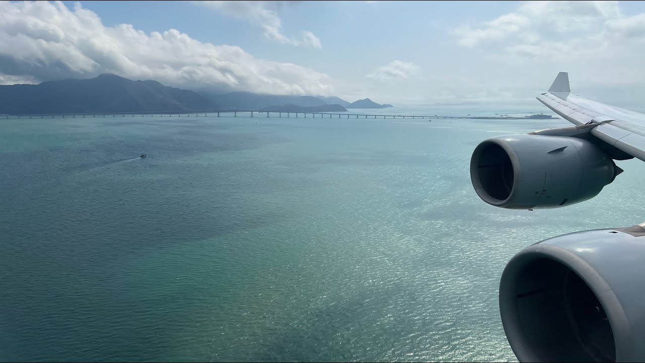 Lufthansa Airbus A340-600 Landing at Hong Kong International Airport