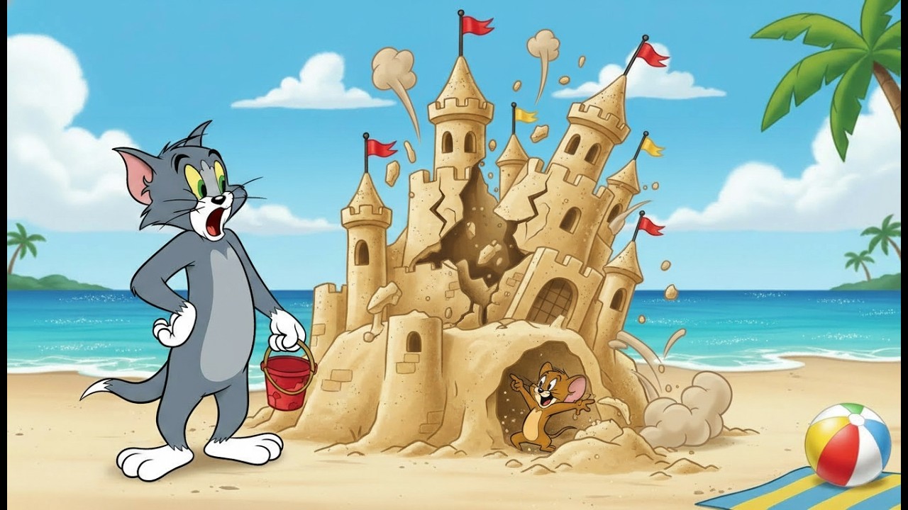 Tom & Jerry Funny Cartoon – EPISODE 4“Beach Day Trouble” 🏖️🍦