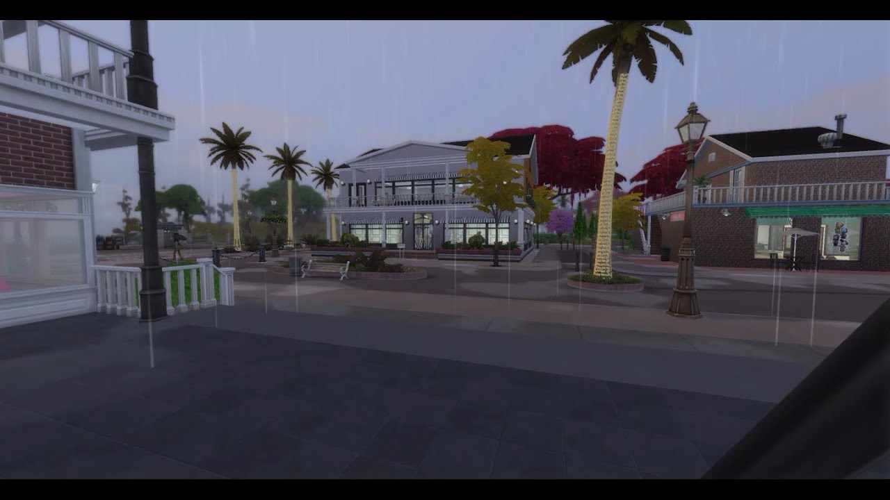 🌧️ Rainy ASMR Walk Through Magnolia Promenade | The Sims 4 | No Talking, Ambient Sounds 🌺🛒