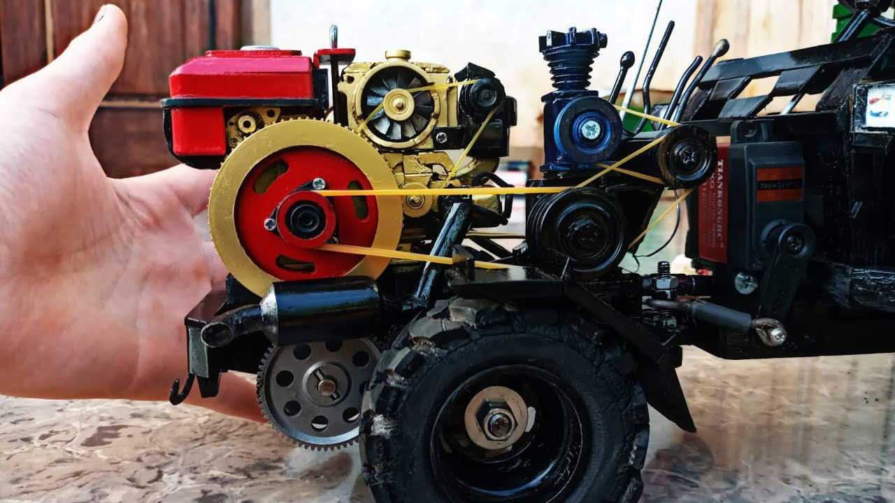 RC truck_Color pain for agricultural vehicles] Lên màu cho đầu máy xe công nông gara Đông Xuân mini