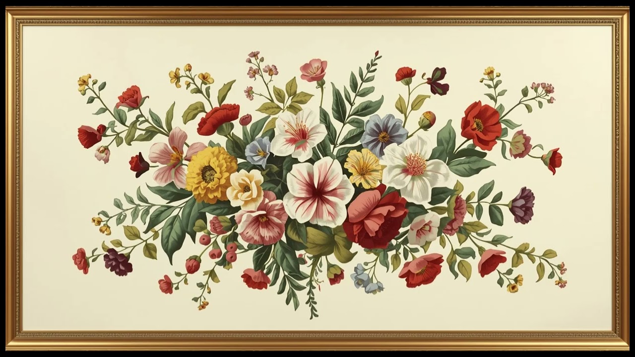Vintage Floral Screensaver for TV 📺 Elegant Flower Wall Art | Relaxing Ambient Video