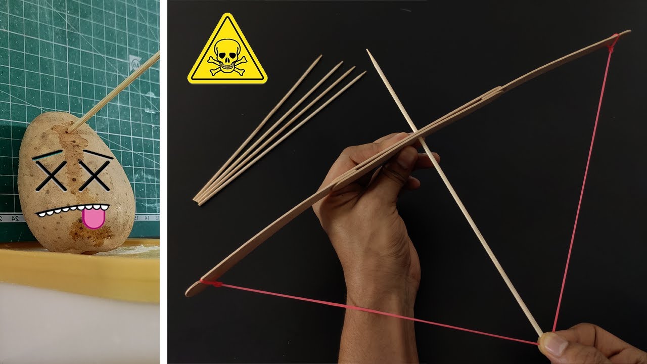 Powerful bow and arrow from popsicle sticks | Rubber band and popsicle sticks DIY