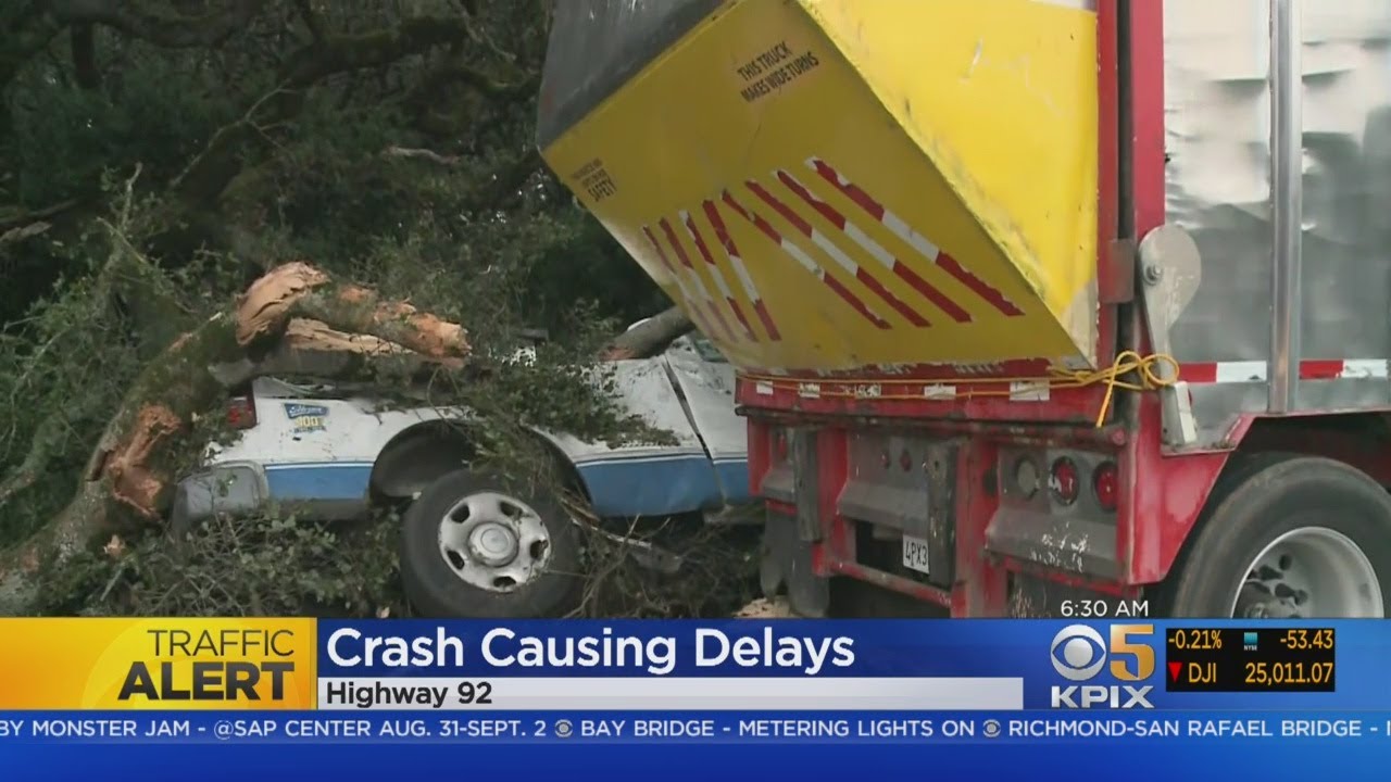 HIGHWAY 92 CRASH: Big rig-pickup truck crash slows Highway 92 commute