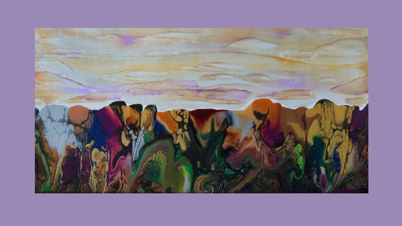 #9885 Classic Fav. Swipe & Tilt  Fluid Acrylics Landscape Painting 11.12.24 Experimental art