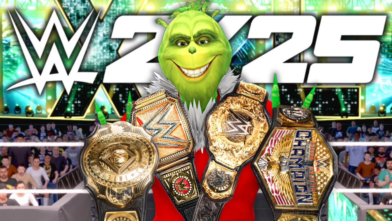 Сможет ли Гринч выиграть все чемпионские титулы в WWE 2K25?
