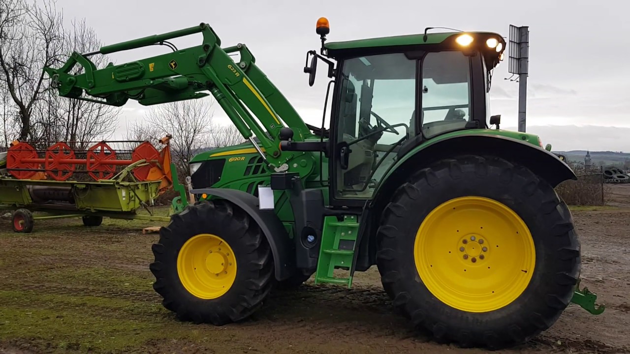 Traktor John Deere 6120R, 2017, 1426h, 120PS, FL-623R, FH, 40kmh, Germany