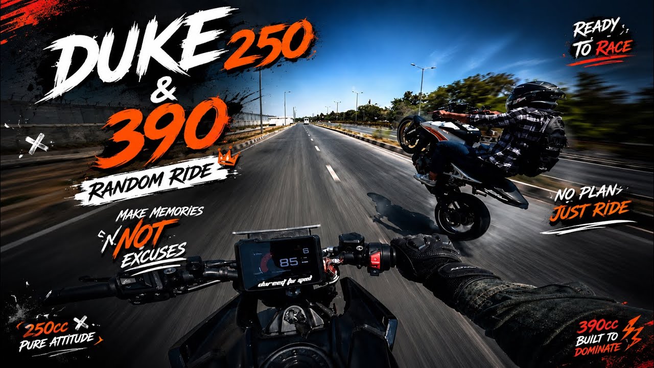 DUKE 250 & 390 Random Ride 🔥 | Wheelies, Speed & Pure KTM Madness