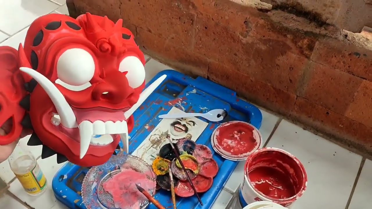 Proses Pembuatan Topeng Rangda Larung di I Wayan Muka Mask Product Mas Ubud Bali 🙏