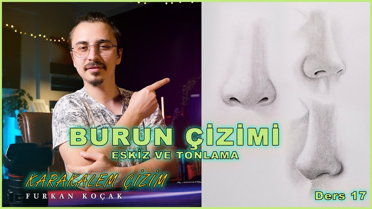 Burun Çizimi (Farklı Açılar - Eskiz ve Tonlama) - Karakalem Çizim Teknikleri - Ders 17