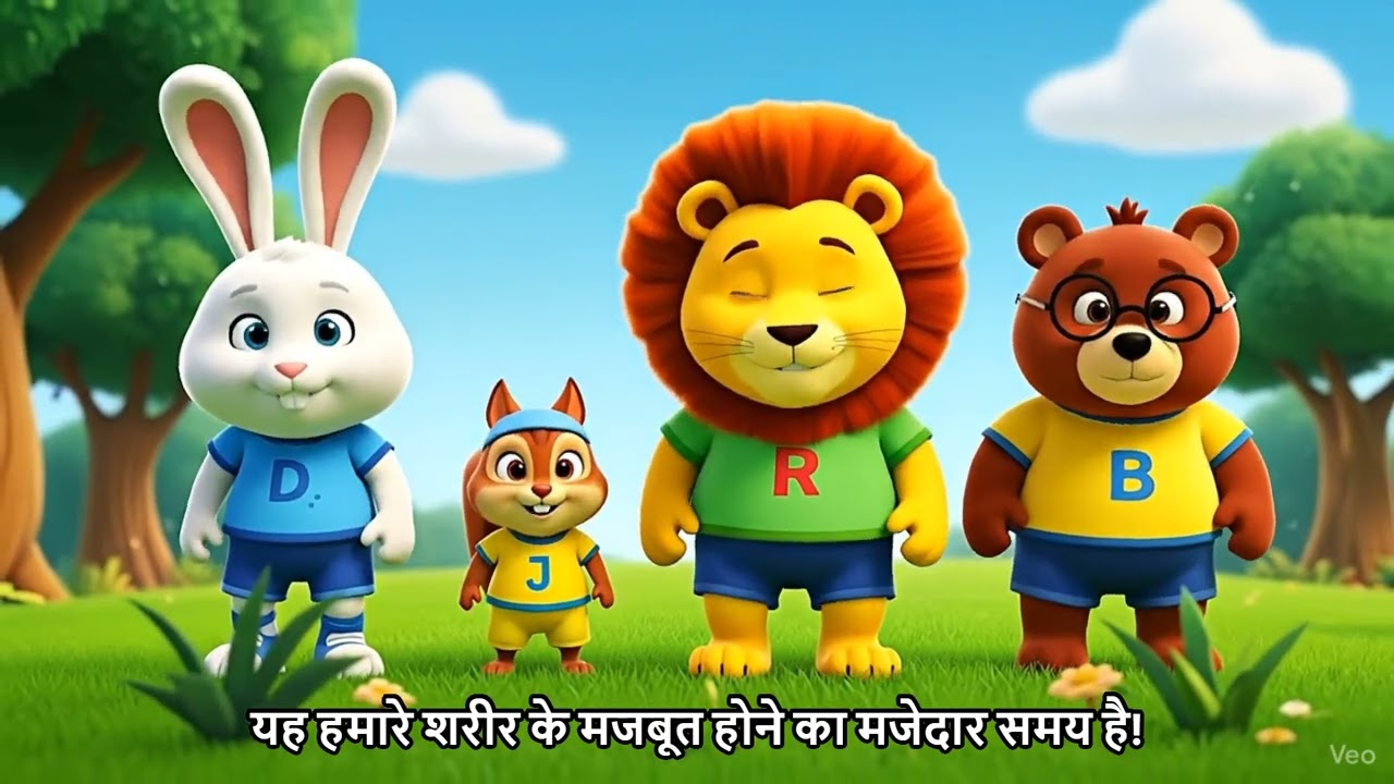 🎶 हाथ-पैर मज़बूत! हमारे शरीर को शक्तिशाली बनाने का मज़ेदार समय!  힌디어