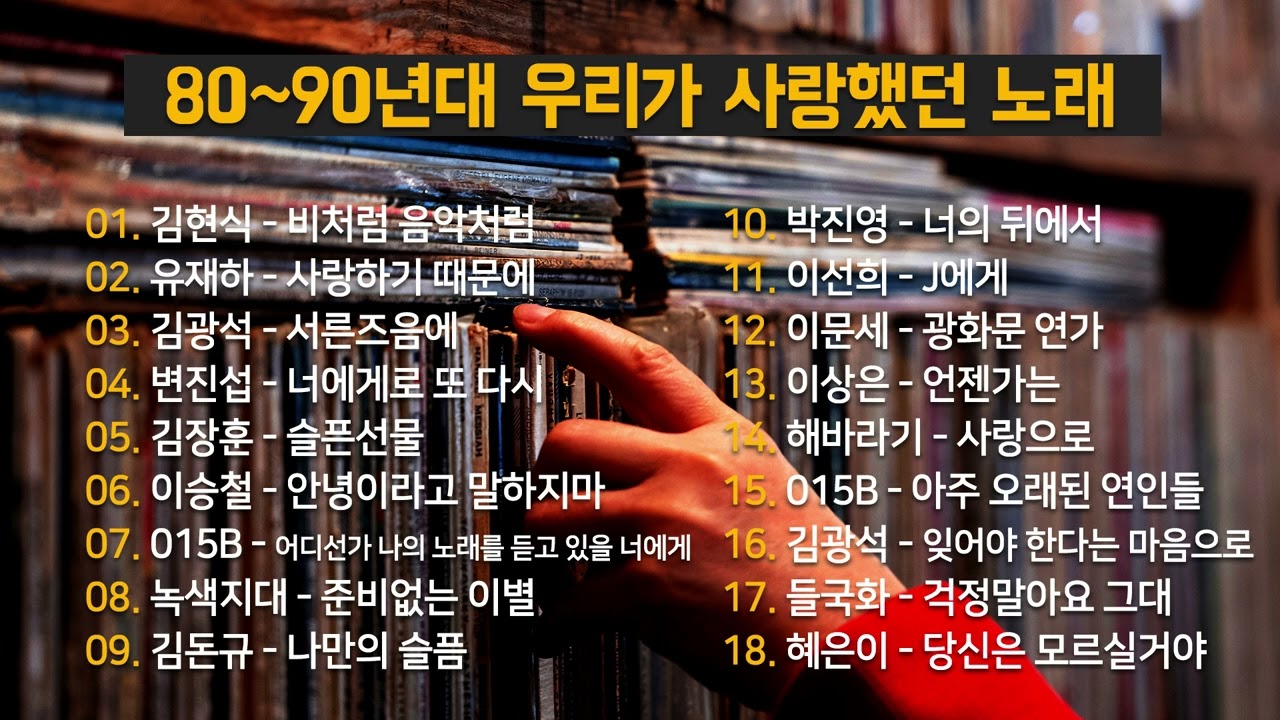 8090 발라드, 듣자마자 눈물나는 추억의 노래 모음