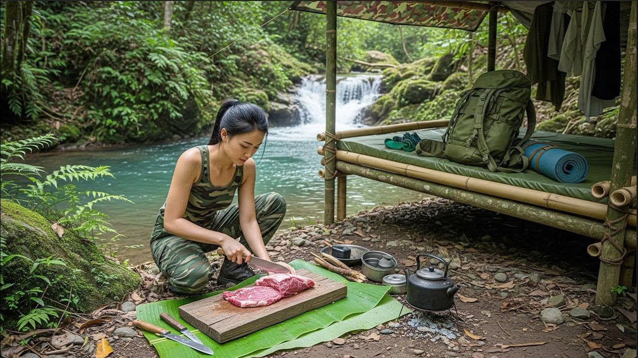 Shocking Night Survival: Alone in Rainforest, Urgent Shelter Build | Survival With Her