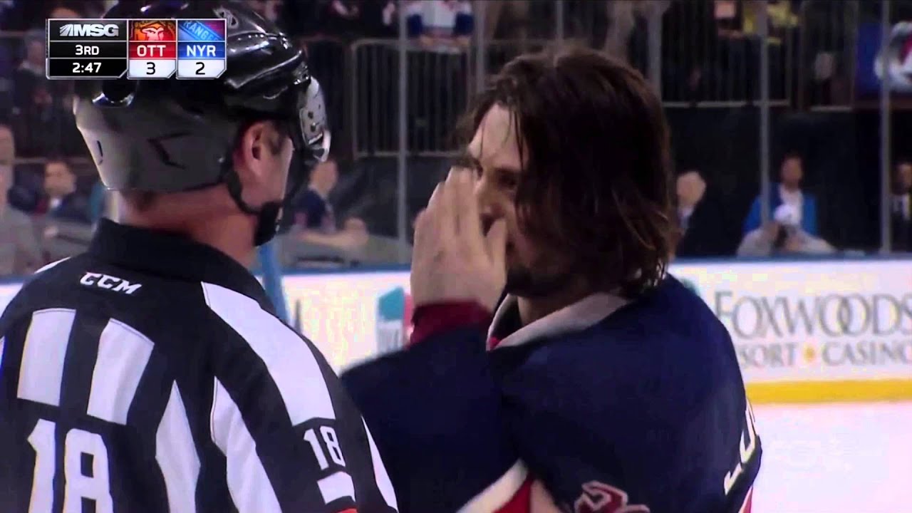 Chris Neil hit on Marc Staal and the ensuing scrum