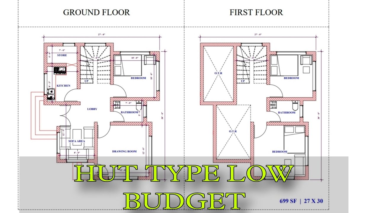 Modern Hut Type  27X30 House Plan for Kashmir 699 Sq Ft