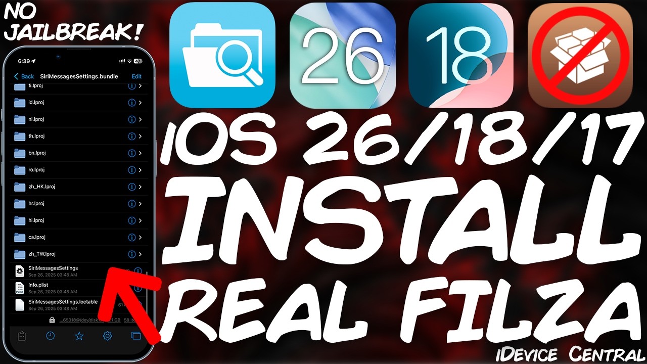 iOS 26 / 18.6.2 - 17 Получите настоящий файловый менеджер FILZA без джейлбрейка на всех устройствах