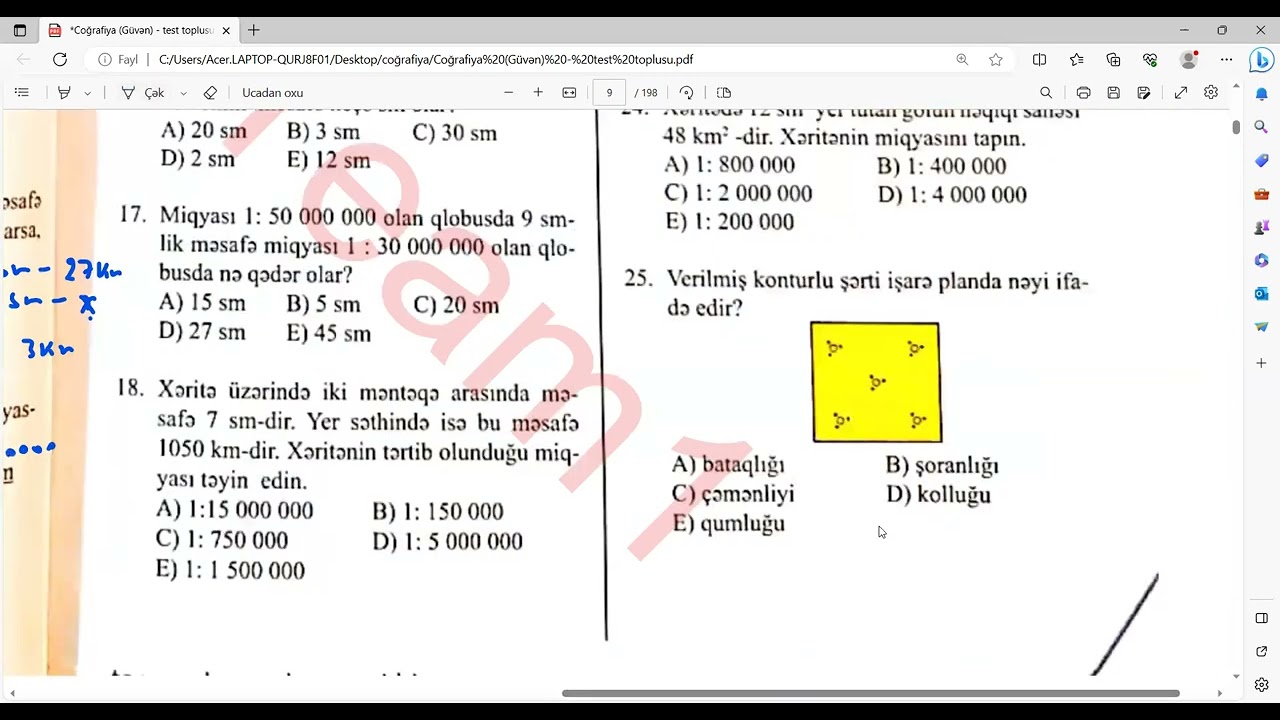 Güvən 1-ci hissə,Miqyas,şərti işarələr,məhəllin planı