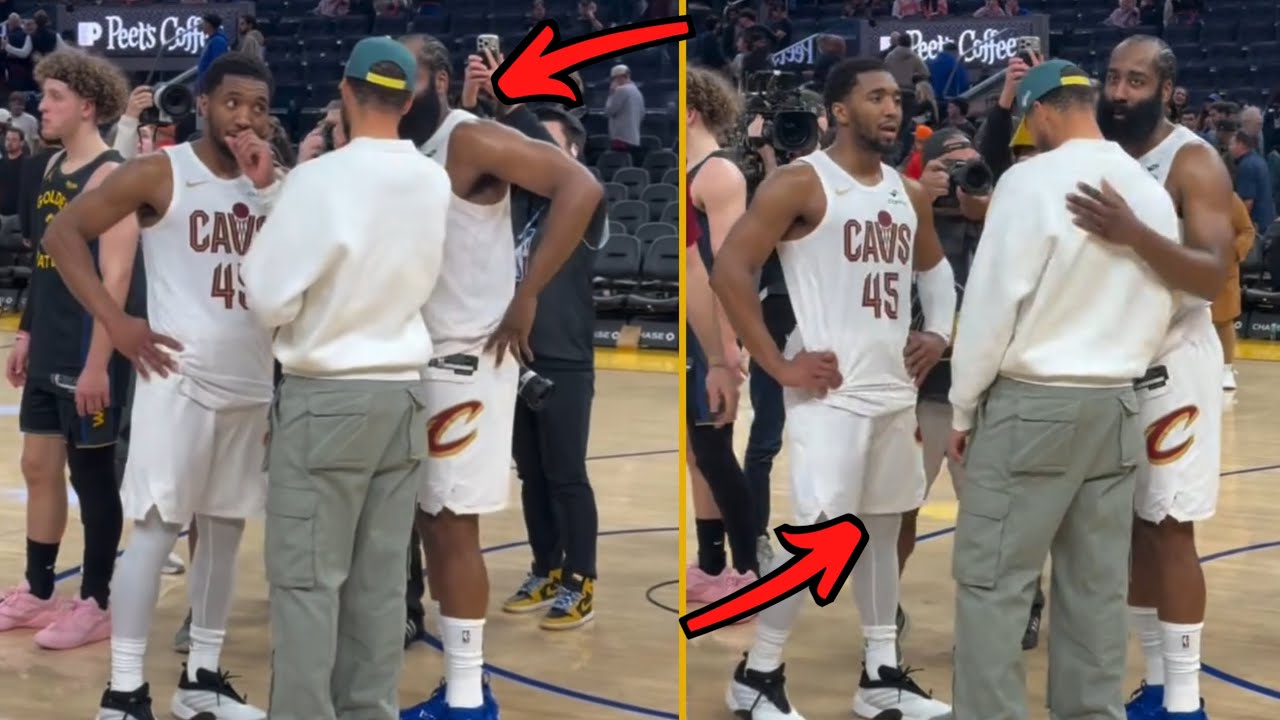Steph Curry Embracing James Harden & Donovan Mitchell After Warriors Loss vs. Cavaliers Last Night!