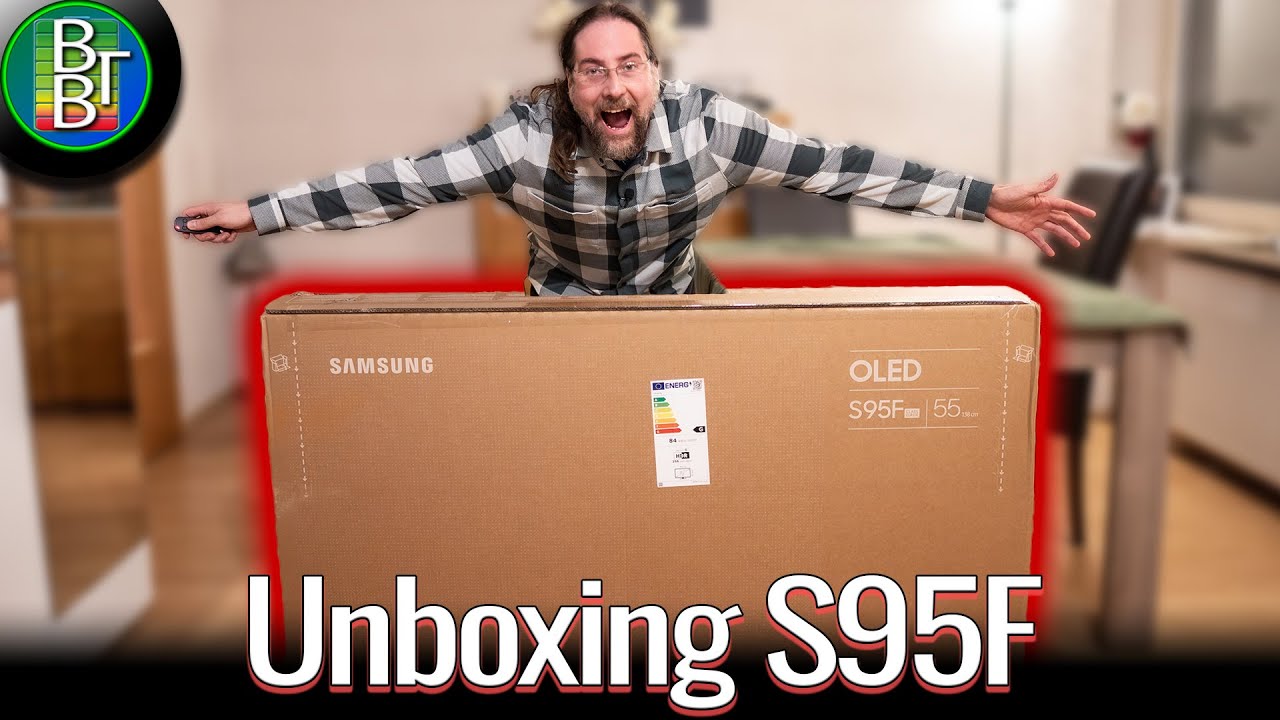 Распаковка Samsung S95F — 55-дюймовый OLED Smart TV + сборка подставки и эпическое снятие экрана!