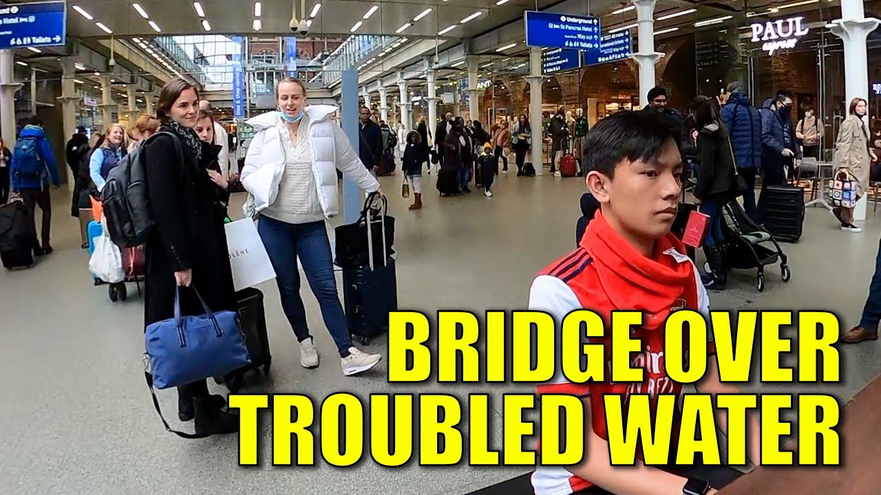 Playing Bridge Over Troubled Water in Public | Cole Lam 15 Years Old
