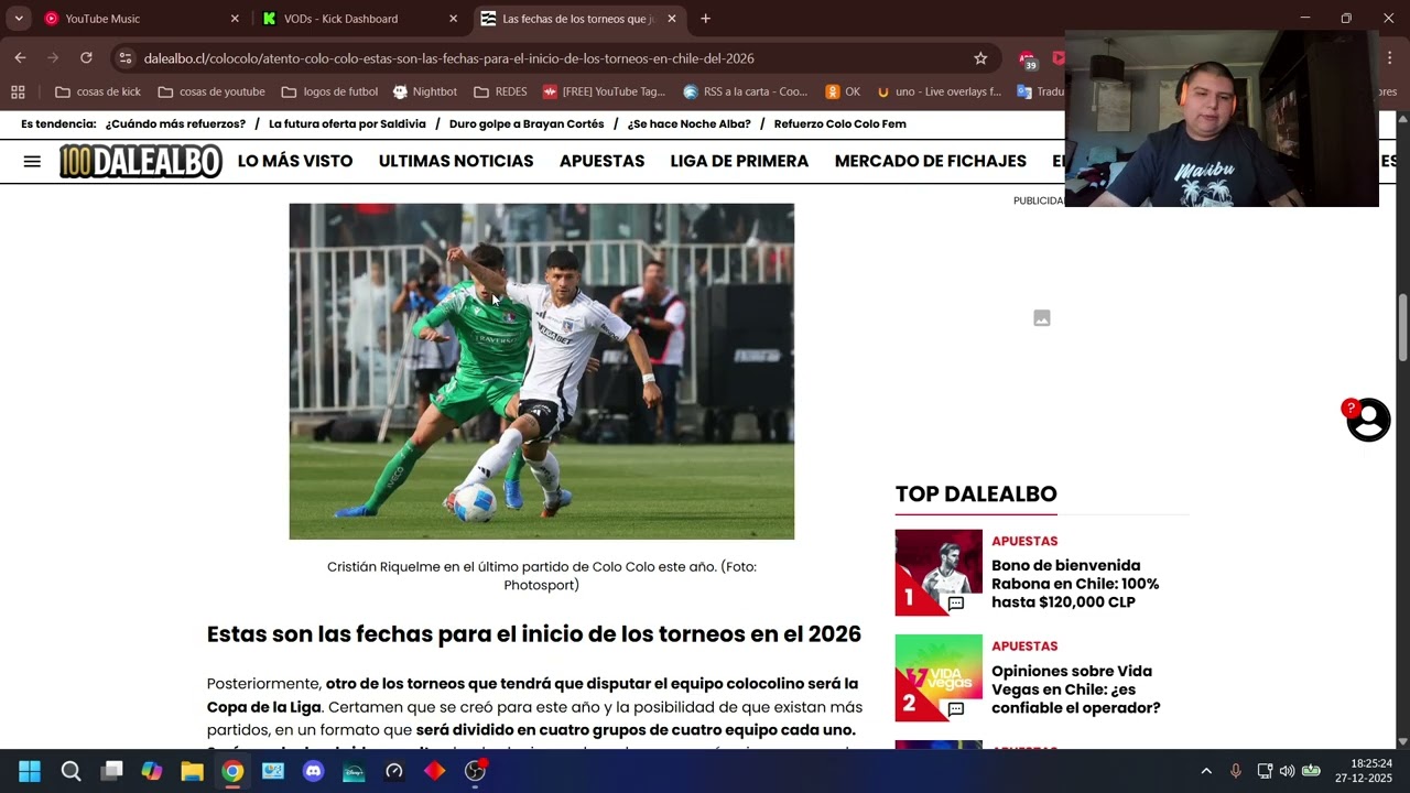 Informacion De Colo Colo 27-12-25