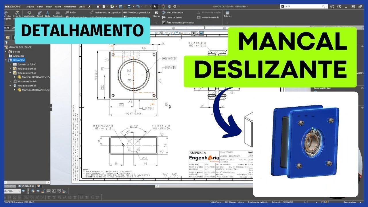MANCAL DESLIZANTE SOLIDWORKS  - DETALHAMENTO
