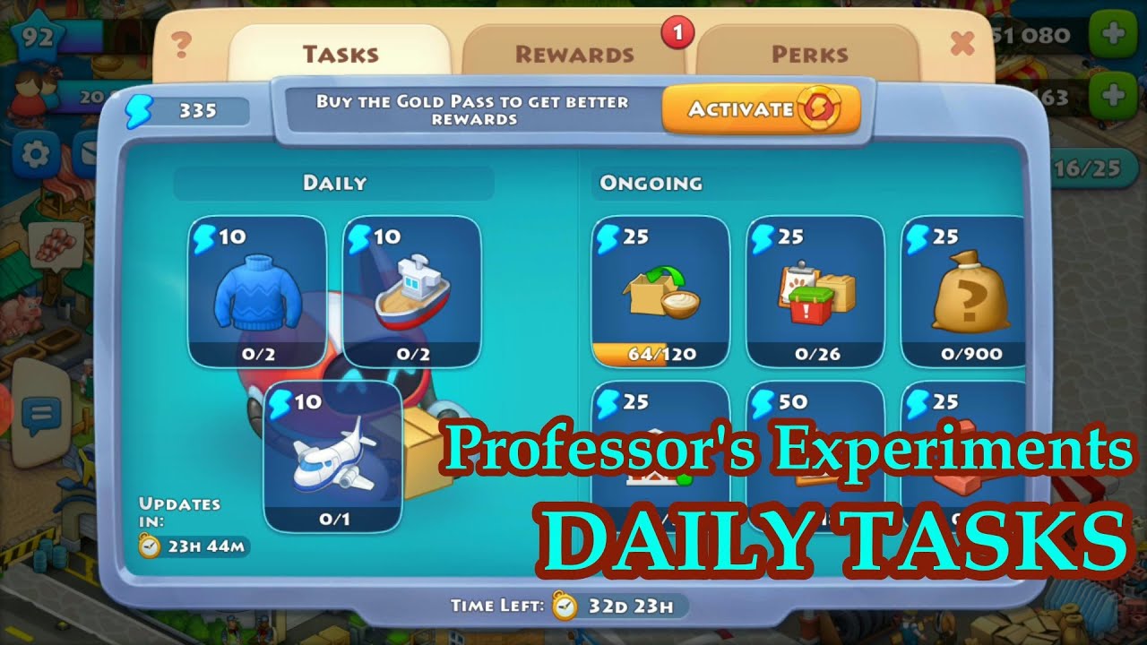 TOWNSHIP - Professor's Experiments Daily Tasks