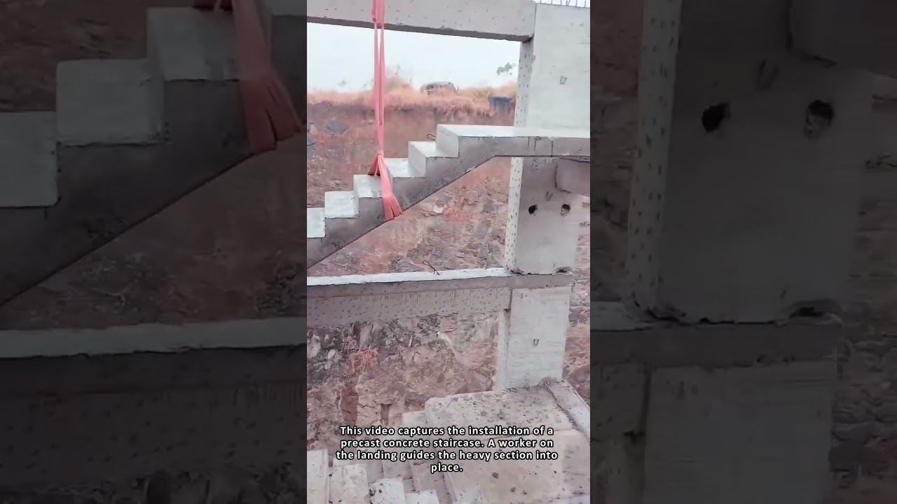 Teamwork: Installing a Precast Concrete Stairway.
