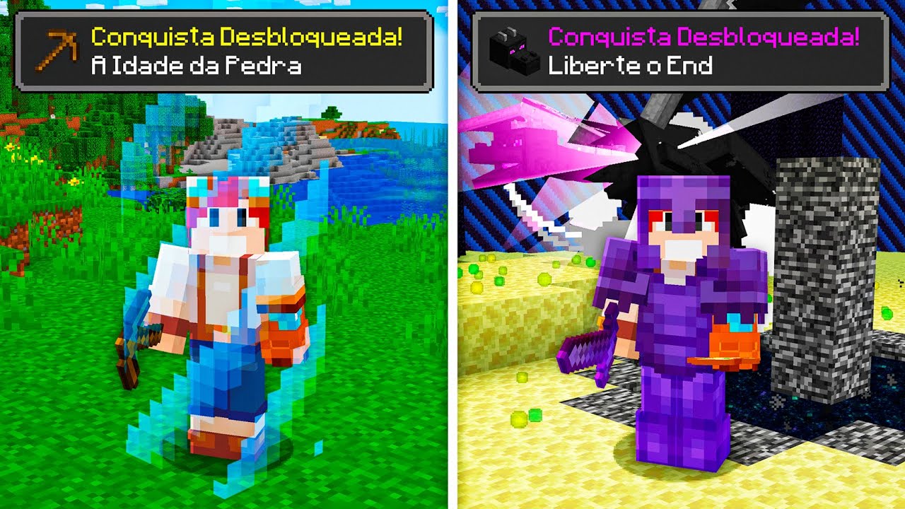 fazer CONQUISTAS AUMENTA o MUNDO no minecraft