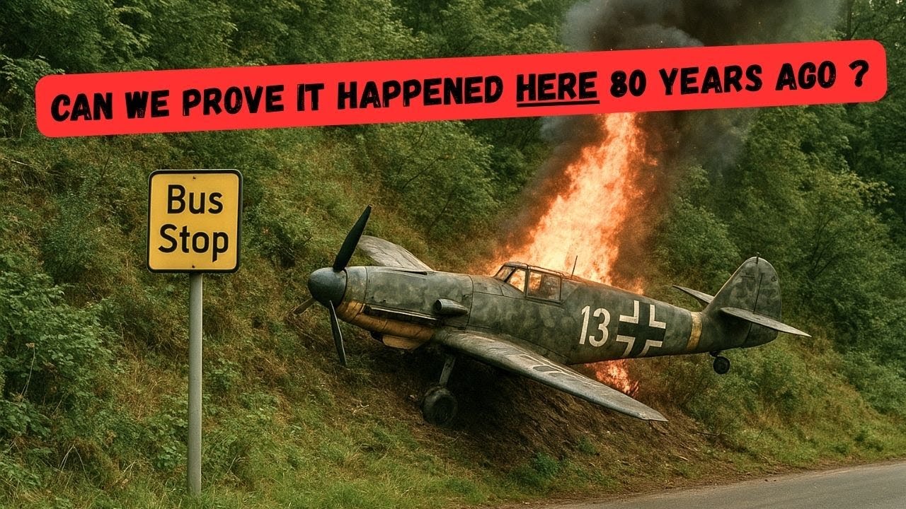 Lost Messerschmitt BF 109 hidden behind bus stop for 80 years. #WW2Mystery #BF109Found #WW2Secrets