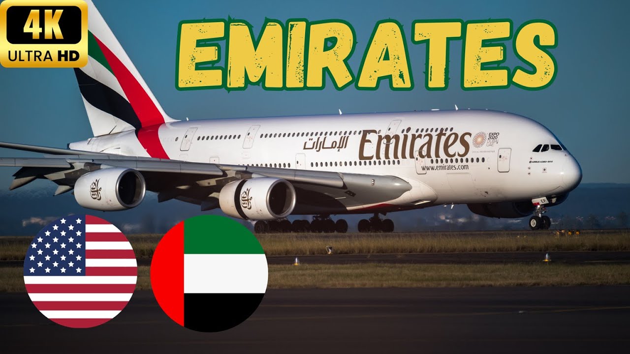 【4K】Emirates: Вашингтон (IAD) — Дубай (DXB) — Airbus A380-800 — Эконом-класс — 60 fps