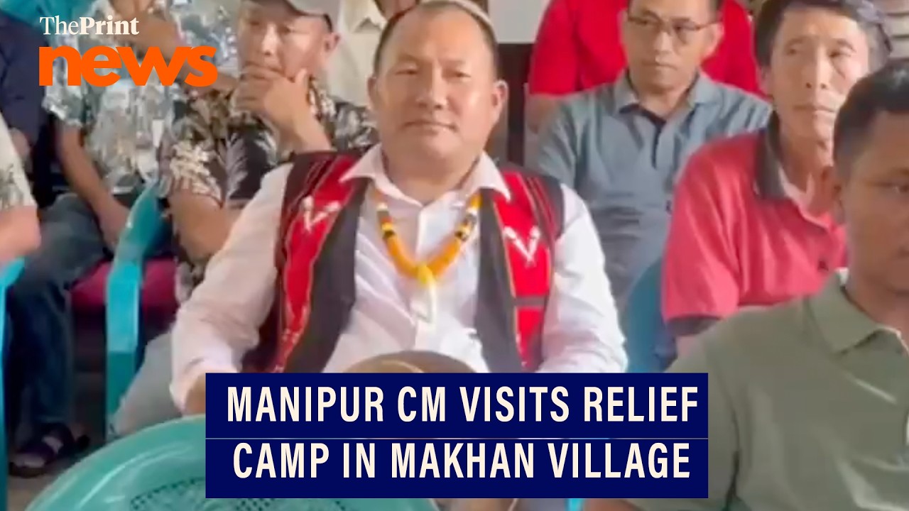 Manipur CM visits relief camp in Makhan village, interacts with people