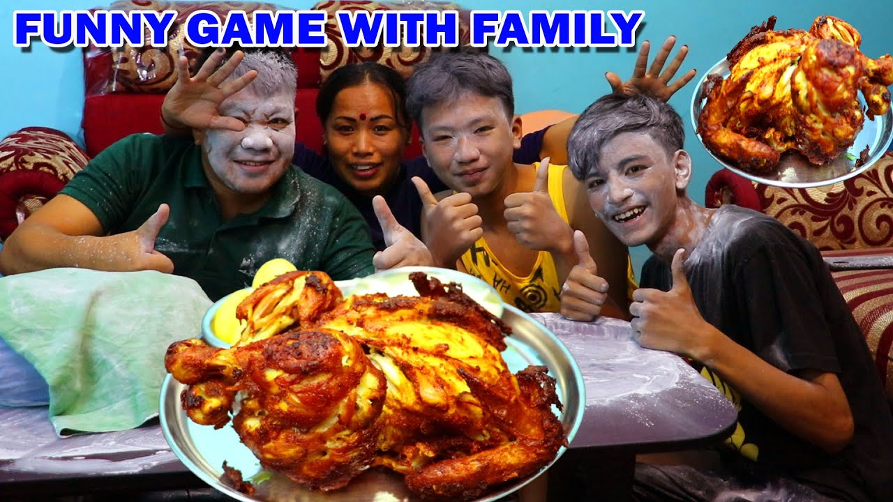 WHOLE CHICKEN ROAST EATING 🐓🔥 FUNNY GAME WITH FAMILY 😂 GANGA OFFICIAL @HamroSathi