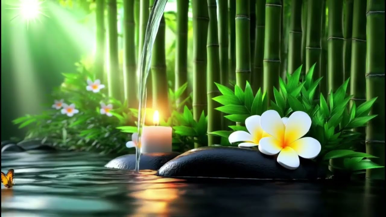 Relaxing Spa Candlelight Ambience with Flowing Water and Nature Sounds for Deep Sleep