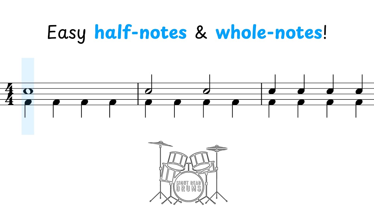 Lesson 10: Half Notes And Whole Notes | 50 Drum Lessons For Beginners