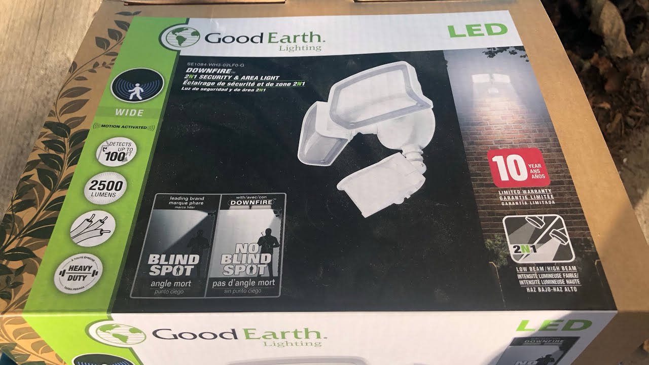 Product Unboxing & Review of Good Earth LED Downfire Lights w/Motion Sense and Dusk to Dawn Lighting