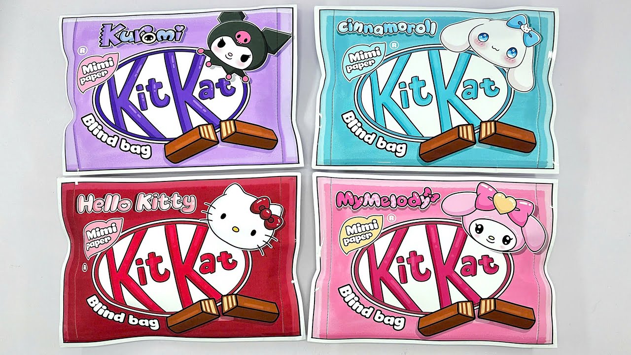 (✨Paper DIY✨) KITKAT x SANRIO Blindbag1000$ | Kuromi, Melody, Cinnamoroll, Kitty | ASMR #Unboxing