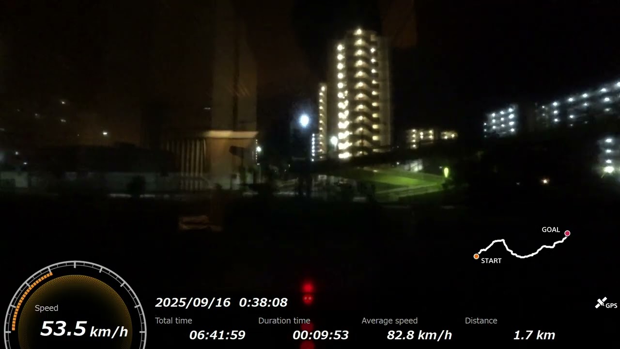 時刻・走行距離・速度計付き寝台特急列車車窓 サンライズ瀬戸・出雲号 上り(大阪→東京、ノビノビ座席) with アクションカム