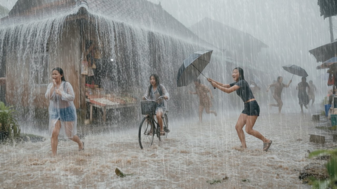 УЖАСНО КРАСИВЫЙ ливень 🌧️ Сильный гром и дождь в Индонезии ⚡Снотерапия, лечение бессонницы
