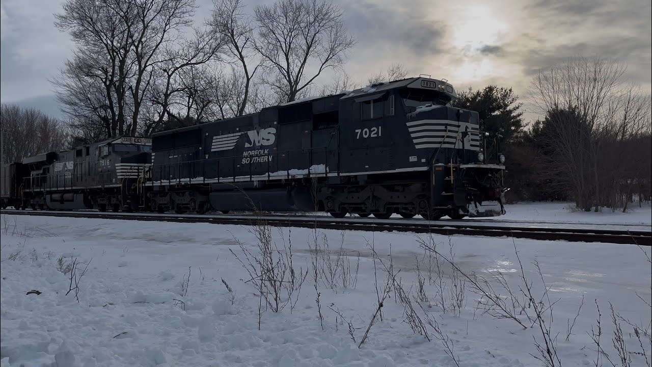 NS 7021 leads NS coal train (Oakland City, IN to Princeton, IN?) at Princeton, IN Sunday 3:35 PM