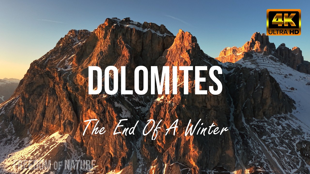 Dolomites – Winter’s Grand Finale | Magical Aerial Landscapes and Glowing Sunset Peaks