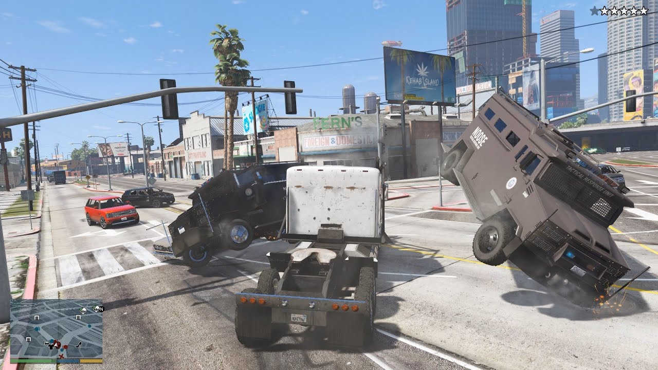 GTA V Phantom Wedge Truck Rampage + 10 Star Escape [R.D.E. 4.0.4]