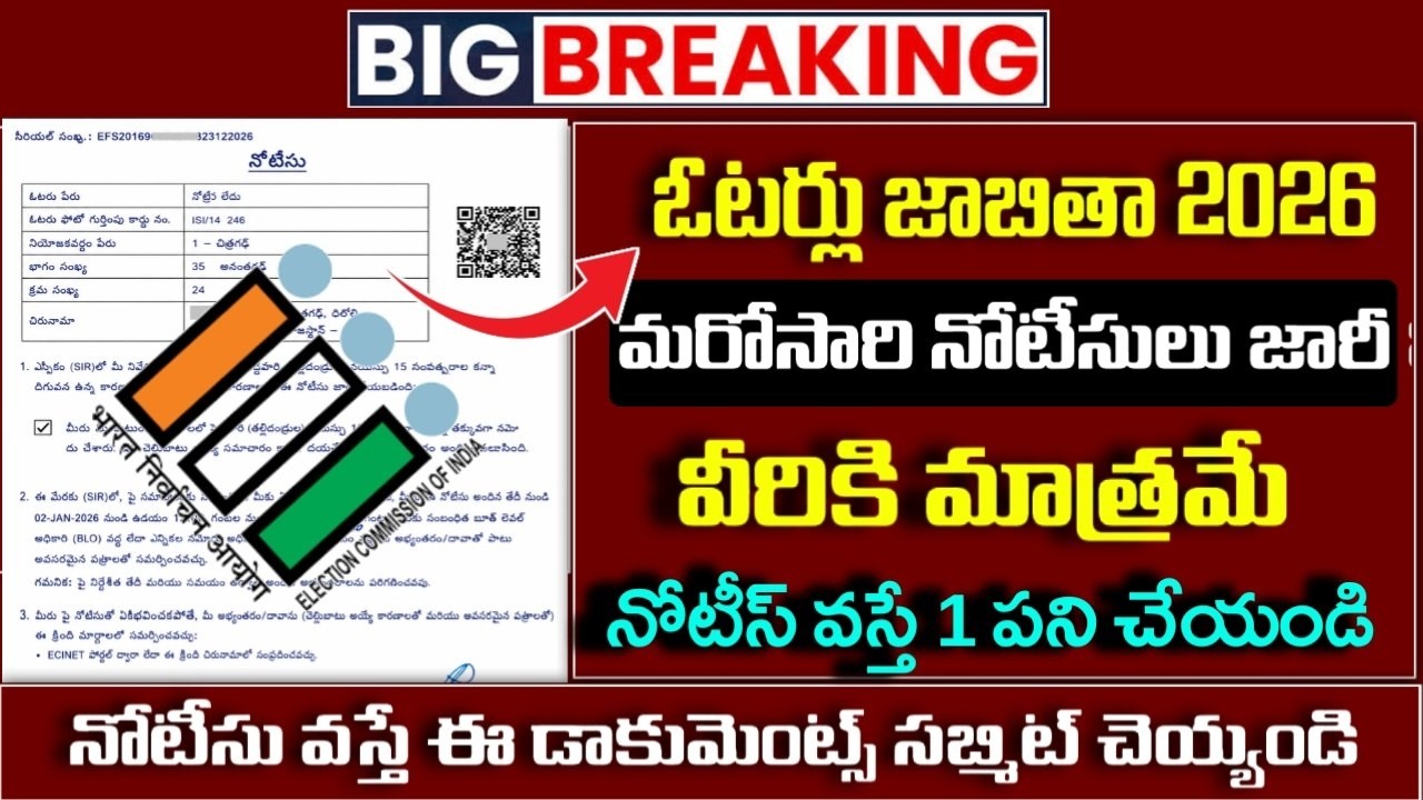 SIR- 2026 NOTICES|APలో ఓటర్లకు నోటీసులు|SIR Notices 2026 - required Documents 2026|SIR Finali list|